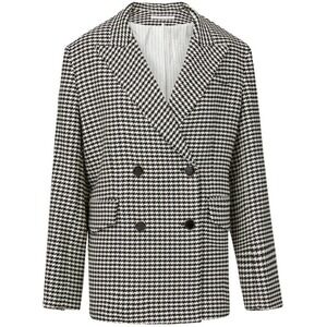 Veronica Beard Houndstooth Dickey Double Breasted Blazer Black White Women Large